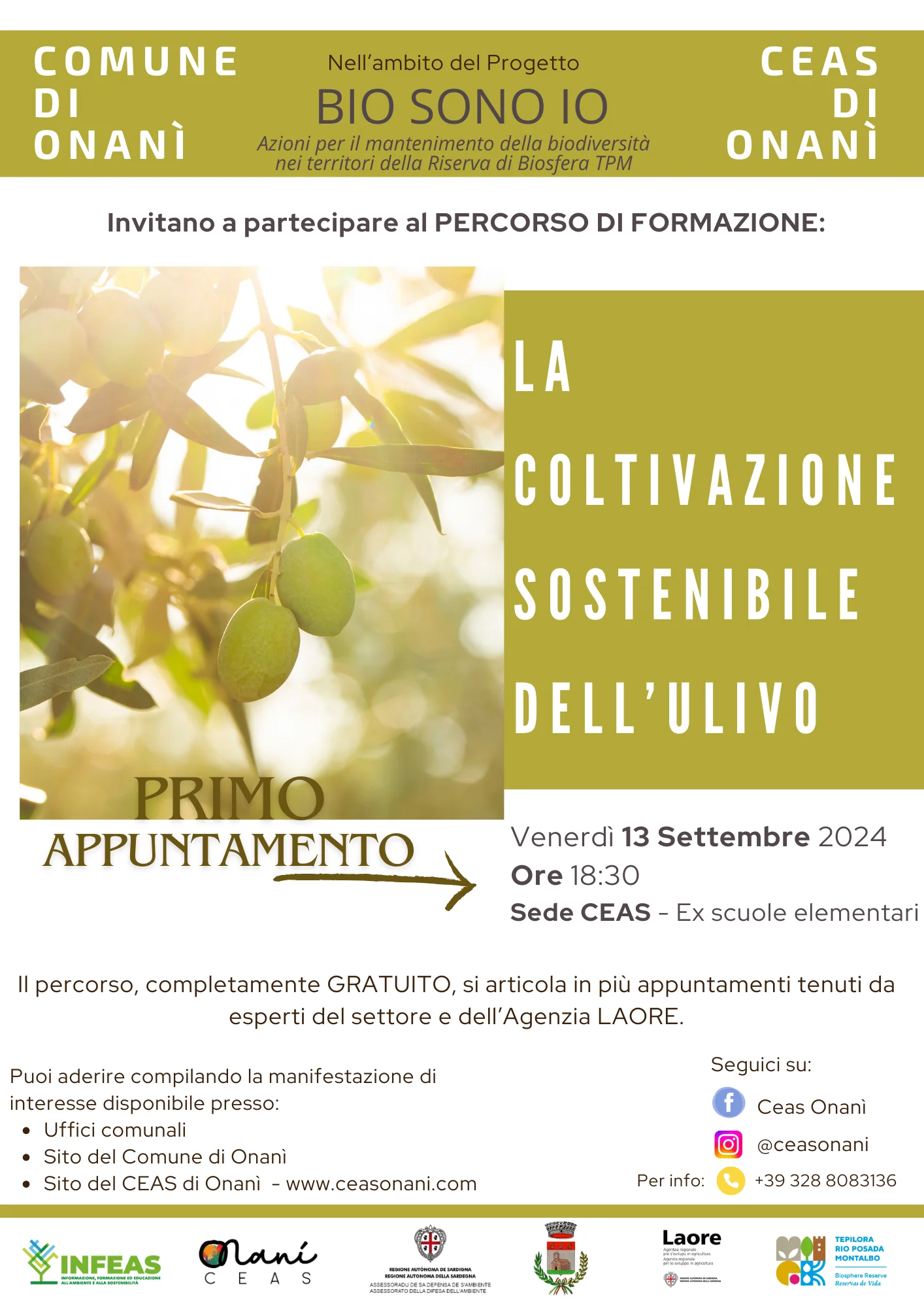 Iscrizione corso di formazione - coltivazione sostenibile dell'olivo